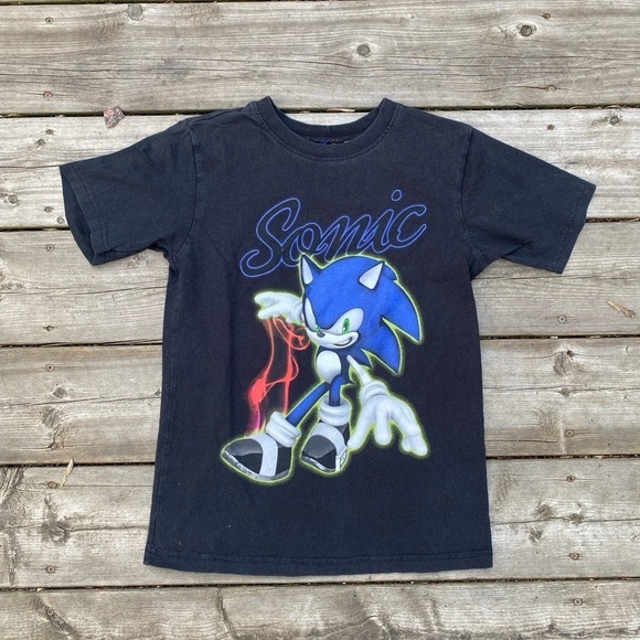 Vintage Nintendo Sonic The Hedgehog Graphic T Shirt Black - Picture 1 of 14